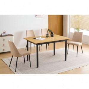 Pack Mesa de Jantar Extensível Camden + 4 Cadeiras de Sala Morgan (Beige)