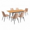 Pack Mesa de Jantar Extensível Camden + 6 Cadeiras de Sala Morgan (Beige)
