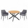 Pack Mesa de Jantar Redonda Extensível Winsor + 2 Cadeiras de Sala Devon (Gris)