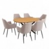 Pack Mesa de Jantar Redonda Extensível Winsor + 6 Cadeiras de Sala Devon (Beige)
