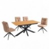 Pack Mesa de Jantar Extensível Keller + 4 Cadeiras de Sala Shelton (Beige)