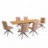 Pack Mesa de Jantar Extensível Keller + 6 Cadeiras de Sala Shelton (Beige)