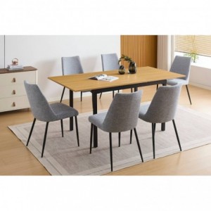 Pack Mesa de Jantar Extensível Camden + 6 Cadeiras de Sala Morgan (Gris)