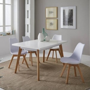 Pack Mesa de Jantar Extensível + 4 Cadeiras de Sala Nordic