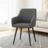Pack Mesa de Jantar Fixa + 4 Cadeiras de Sala Monroe (Cinza c/ Pernas Pretas)