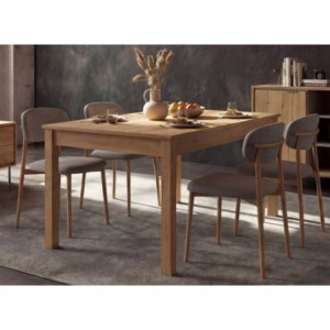 Pack Mesa de Jantar Extensível + 4 Cadeiras de Sala Sforza (Cinza Suave c/ Pés em Aço Serrado)