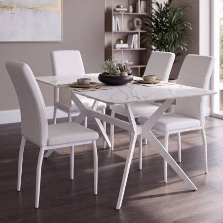 Pack Mesa de Jantar Fixa + 4 Cadeiras de Sala Anniston