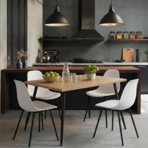 Pack Mesa de Jantar Fixa Pimer (Tampo em Melamina) + 4 Cadeiras de Sala Atlantic (Branco)