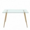 Pack Mesa de Jantar Fixa Pimer (Tampo em Vidro) + 4 Cadeiras de Sala James (Cinza/Madeira)