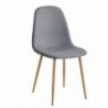 Pack Mesa de Jantar Fixa Pimer (Tampo em Vidro) + 4 Cadeiras de Sala James (Cinza/Madeira)