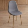Pack Mesa de Jantar Fixa Pimer (Tampo em Vidro) + 4 Cadeiras de Sala James (Cinza/Madeira)