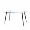 Pack Mesa de Jantar Fixa Pimer (Tampo em Vidro c/ Pernas Pretas) + 4 Cadeiras de Sala James (Cinza/Preto)