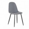 Pack Mesa de Jantar Fixa Pimer (Tampo em Vidro c/ Pernas Pretas) + 4 Cadeiras de Sala James (Cinza/Preto)