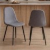 Pack Mesa de Jantar Fixa Pimer (Tampo em Vidro c/ Pernas Pretas) + 4 Cadeiras de Sala James (Cinza/Preto)