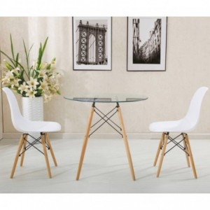 Pack Mesa de Jantar Redonda + 2 Cadeiras de Sala Vintage