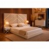 Cama Estofada Aline c/ Detalhes em Dourado + Colchão Opc.