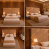 Cama Estofada Aline c/ Detalhes em Dourado + Colchão Opc.