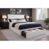 Cama Estofada Maia c/ Gaveta e Sistema de Baú Inc. + Colchão Opc.