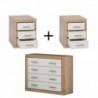 Pack 2 Mesas de Cabeceira Sara + Cómoda Sara (Sonoma Oak/Branco)