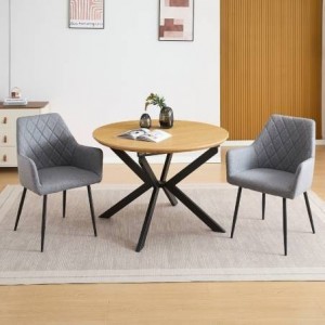 Pack Mesa de Jantar Redonda Extensível Winsor + 2 Cadeiras de Sala Devon (Gris)