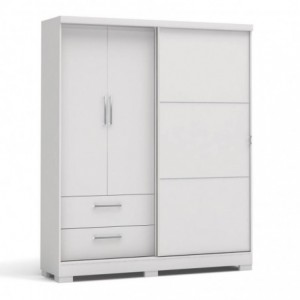 Roupeiro FLEX com 2 Portas de Bater, 1 Porta de Correr e 2 Gavetas (180x218x50)