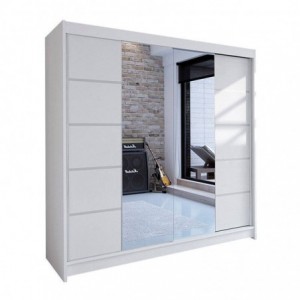 Roupeiro TALIN V com 2 Portas de Correr, Espelho e LED (180x215x58)