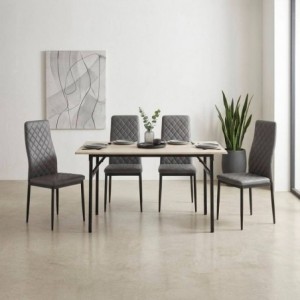 Pack Mesa de Jantar Austria + 4 Cadeiras Marmol (Cinza)