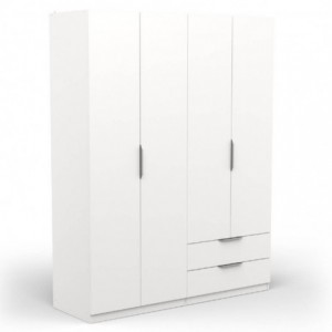 Roupeiro GHOST com 4 Portas de Bater e 2 Gavetas (157x203x51,4)