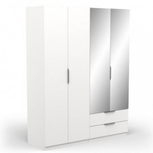 Roupeiro GHOST com 4 Portas de Bater, 2 Gavetas e Espelho (170,3x203x51,4)