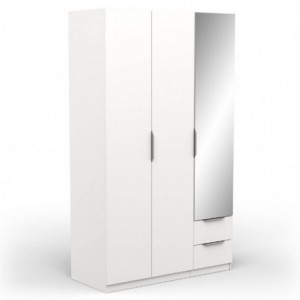 Roupeiro GHOST com 3 Portas de Bater, 2 Gavetas e Espelho (127,6x203x51,4)