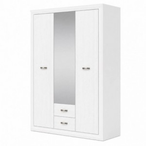Roupeiro MARCUS com 3 Portas de Bater, 2 Gavetas e Espelho (151,5x211,5x60,5)