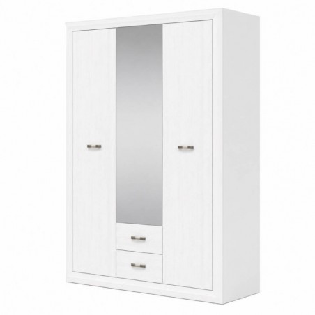 Roupeiro MARCUS com 3 Portas de Bater, 2 Gavetas e Espelho (151,5x211,5x60,5)