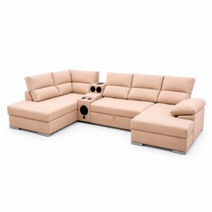Sofá Canto c/ cama New York Multimédia V1 (150x415x200cm)