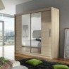 Roupeiro LONDON II, com 2 portas de correr e espelho (180x215x57)