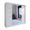 Roupeiro TALIN V com 2 portas de correr, espelho e LED (180x215x58)