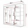Roupeiro TALIN V com 2 portas de correr, espelho e LED (180x215x58)