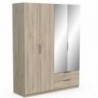 Roupeiro GHOST com 4 portas de bater, 2 gavetas e espelho (170,3x203x51,4)
