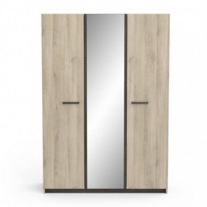 Roupeiro WATSON 2 com 3 portas de bater e espelho (133,5x191,5x51,4)