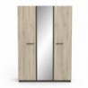 Roupeiro WATSON 2 com 3 portas de bater e espelho (133,5x191,5x51,4)