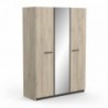 Roupeiro WATSON 2 com 3 portas de bater e espelho (133,5x191,5x51,4)