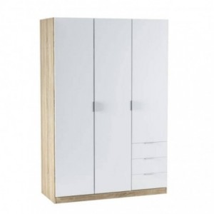 Roupeiro LUCA juvenil com 3 portas de bater e 3 gavetas (121x180x52)
