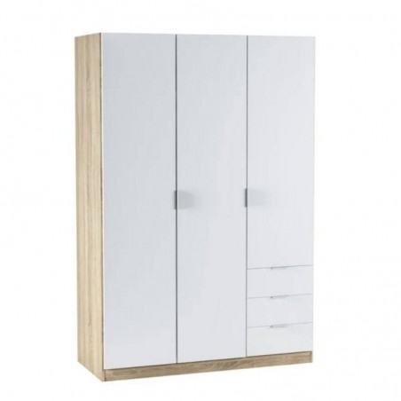 Roupeiro LUCA juvenil com 3 portas de bater e 3 gavetas (121x180x52)