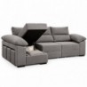 Sofá chaise long TORETTO com cama, baú e puffs (280x100x100)