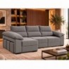 Sofá chaise long TORETTO com cama, baú e puffs (280x100x100)