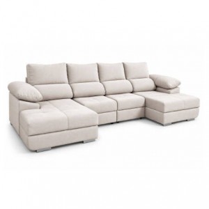 Sofá com dupla chaise long YENIFFER com cama e baú (345x100x110)