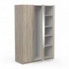Roupeiro PRICY 2 com 3 portas de bater e espelho (143x193x51,6)