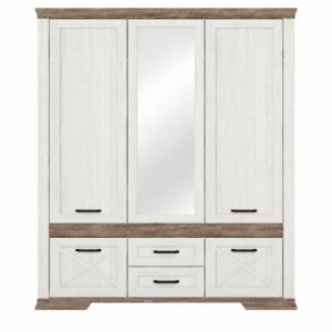 Roupeiro MARSEL com 5 portas de bater, 2 gavetas e espelho (166,5x220,5x60)