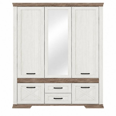 Roupeiro MARSEL com 5 portas de bater, 2 gavetas e espelho (166,5x220,5x60)