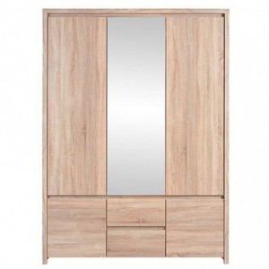 Roupeiro KASPIAN com 5 portas de bater, 2 gavetas e espelho (153,5x211x55,5)