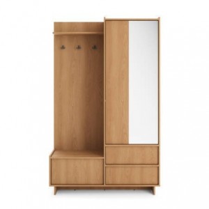 Móvel hall YASUMI com 2 portas, 2 gavetas e espelho (125x201x39)